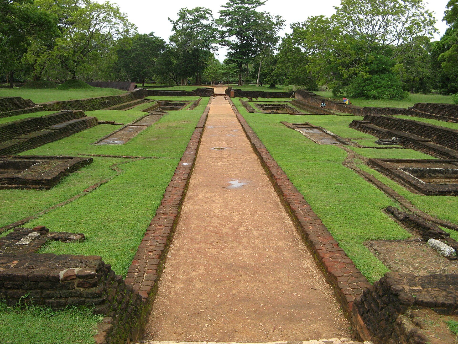 The symmetrical royal water gardens at the foot of Sigiriya
