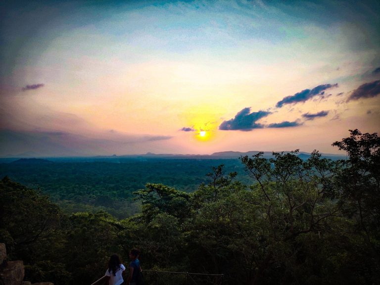 Sunset over the forest seen from the summit of Sigiriya Rock