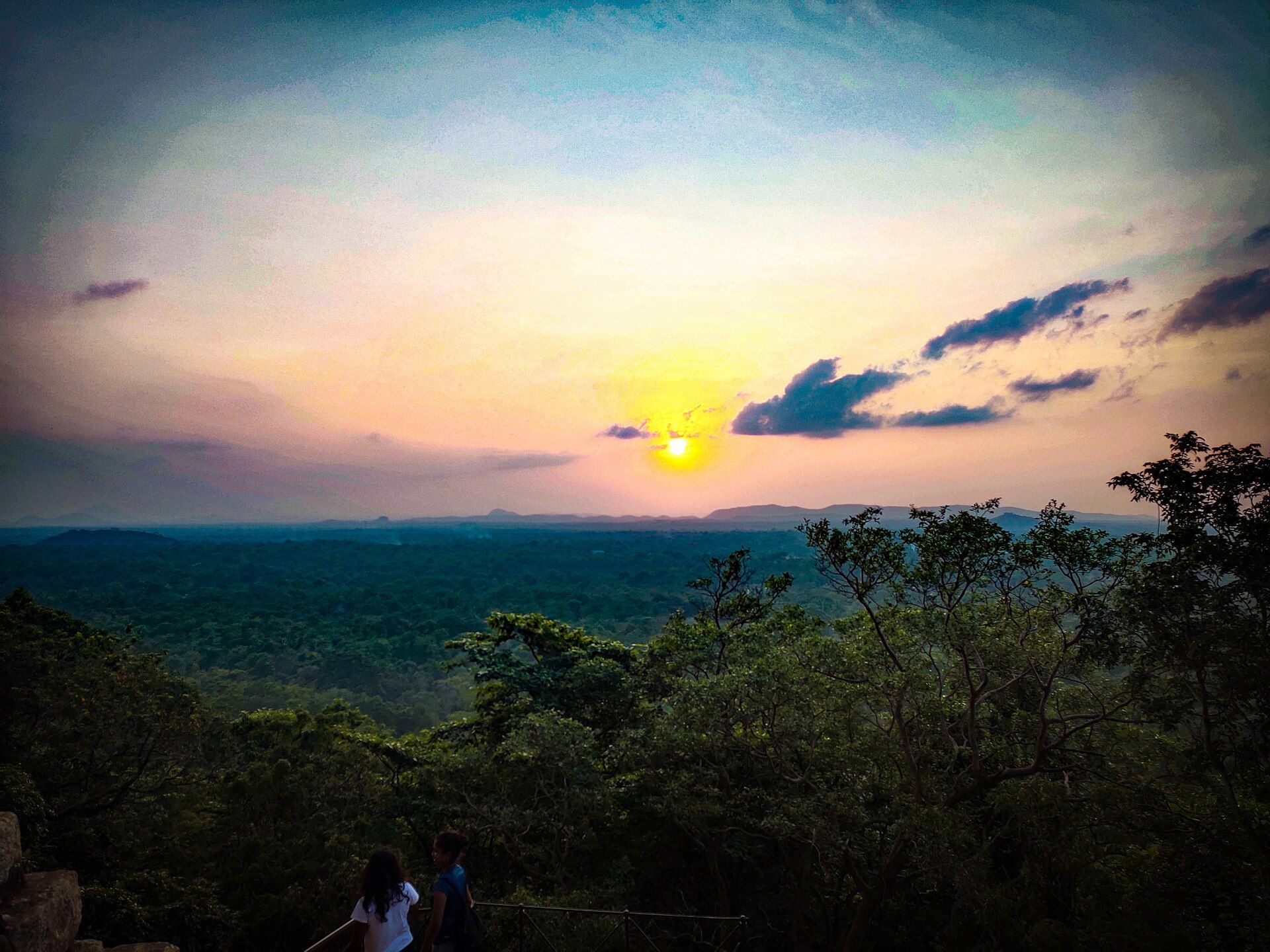 Sunset over the forest seen from the summit of Sigiriya Rock