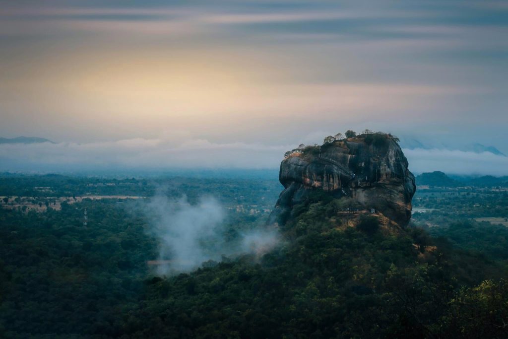 Sunrise over Sigiriya Rock seen from Pidurangala Rock, Sri Lanka