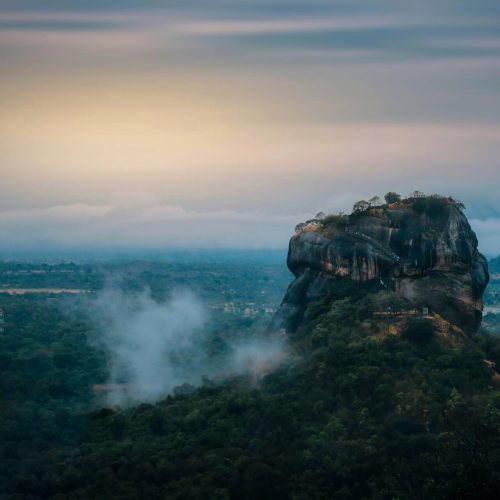 Sunrise over Sigiriya Rock seen from Pidurangala Rock, Sri Lanka